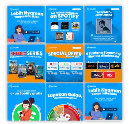 Grid konten Instagram @akunncom yang diproduksi Creativism
