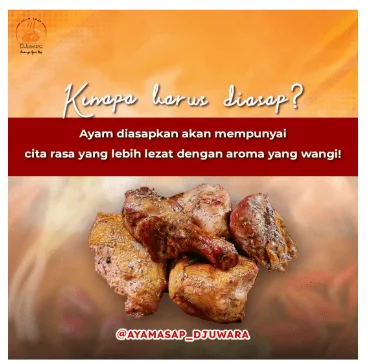 Konten edukasi tentang metode pengasapan ayam untuk feed Instagram Ayam Asap Djuwara