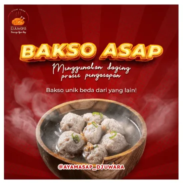 Konten produk Bakso Ayam Asap dengan cita rasa tinggi dan rempah pilihan