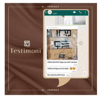 Konten testimoni pelanggan Al Fawwaz Official