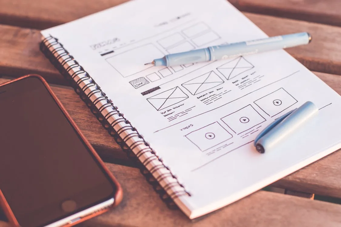 Wireframe sketsa layout landing page untuk perencanaan desain