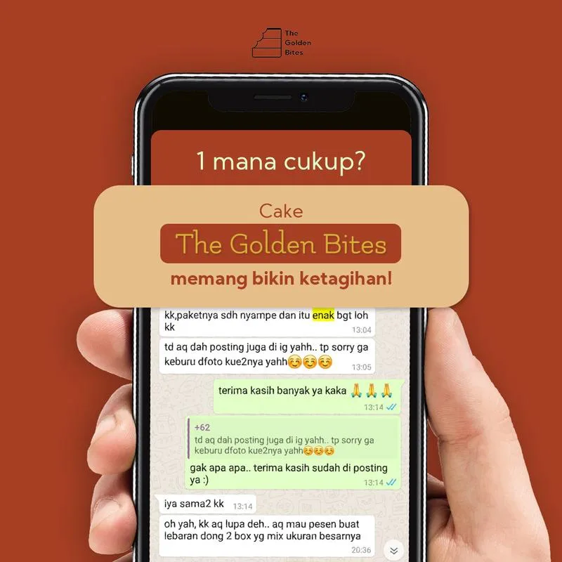 Testimoni pelanggan The Golden Bites repeat order
