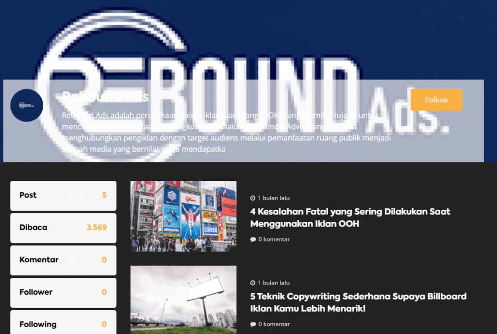 Brand Mention untuk Rebound Ads dari Web Bisnis Muda