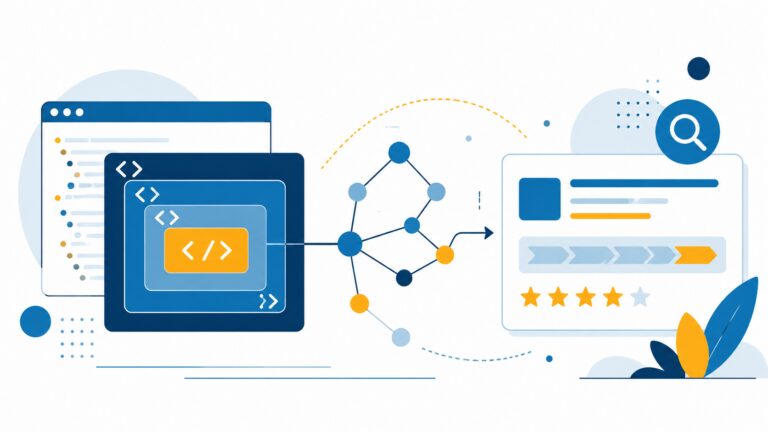 Ilustrasi schema markup dan structured data untuk website bisnis