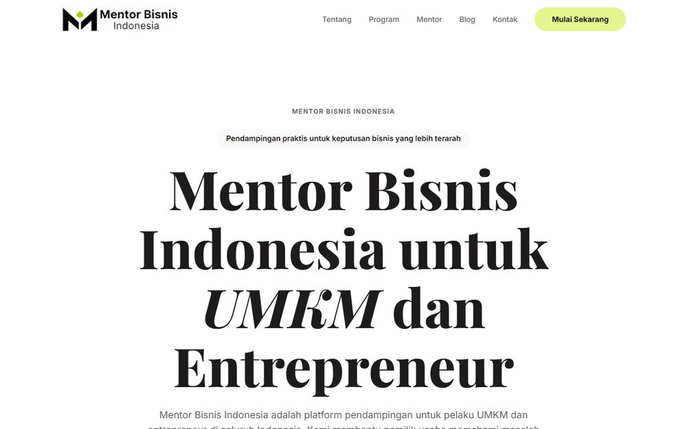 Website Mentor Bisnis Indonesia - Creativism