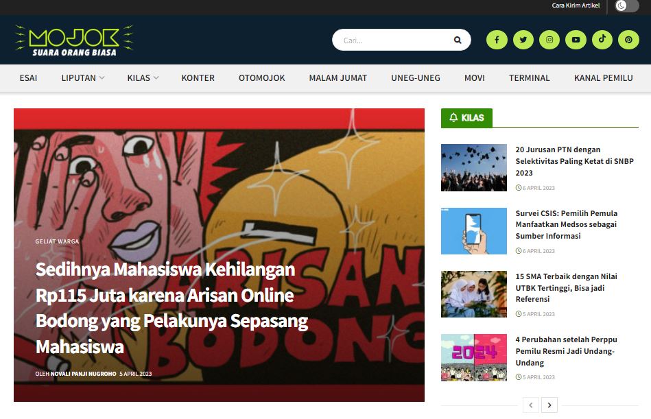 Mojok Contoh Website Anti Mainstream