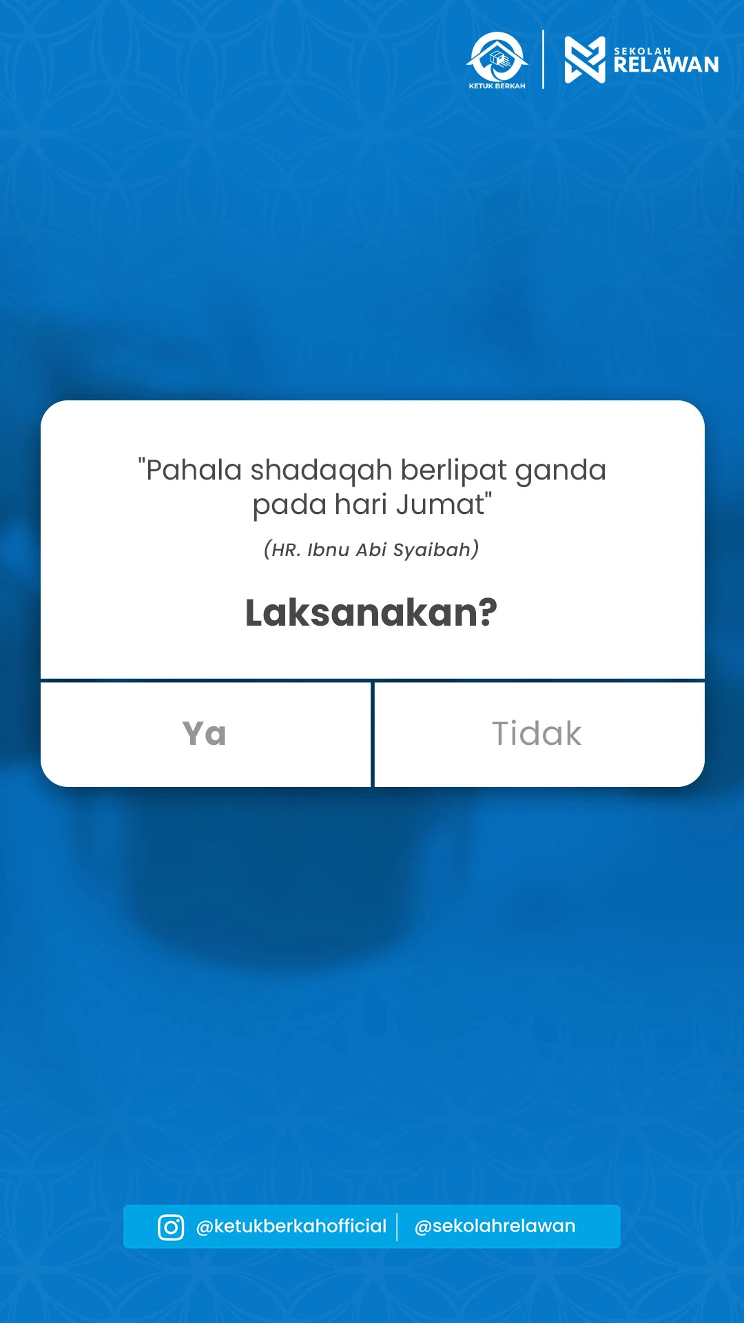 Konten CTA informasi donasi dan reminder sedekah Ketuk Berkah