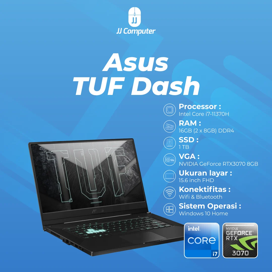 Konten product showcase Asus TUF Dash di Instagram JJ Computer