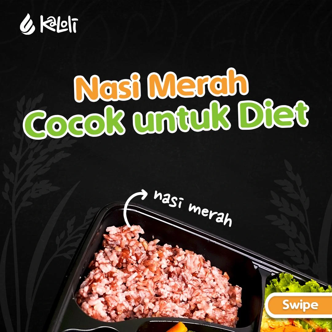 Konten edukasi jasa kelola Instagram Kaloli - Nasi Merah Cocok untuk Diet