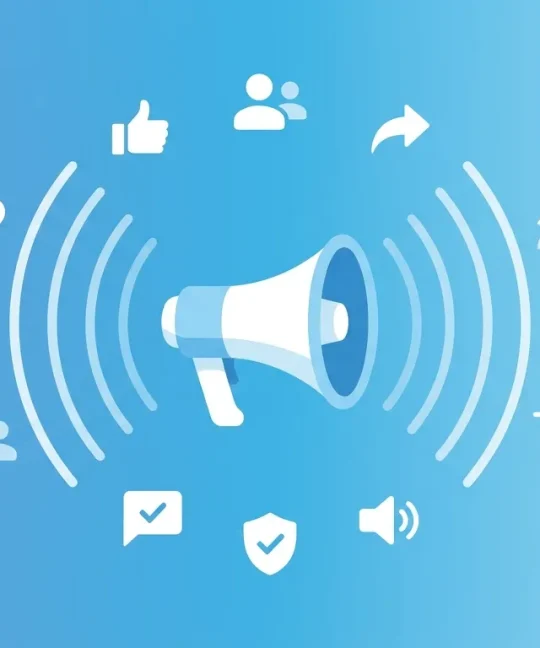 Apa Itu Brand Awareness - Ilustrasi Megaphone dengan Ikon Digital Marketing