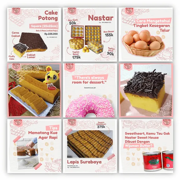 Portfolio jasa kelola Instagram Sweet House JKT kue lapis legit premium Jakarta