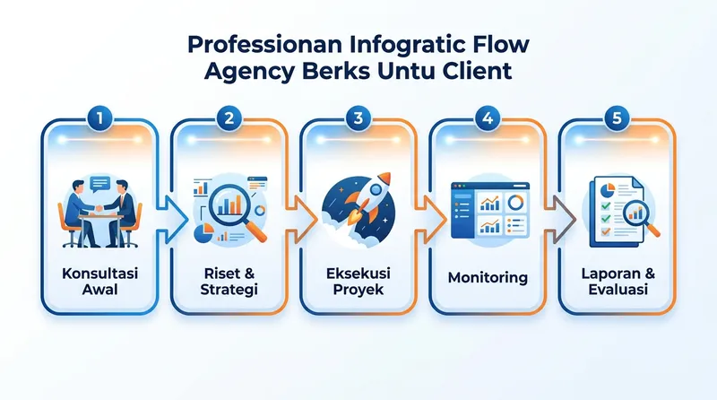Infografis 5 tahapan cara kerja agency profesional