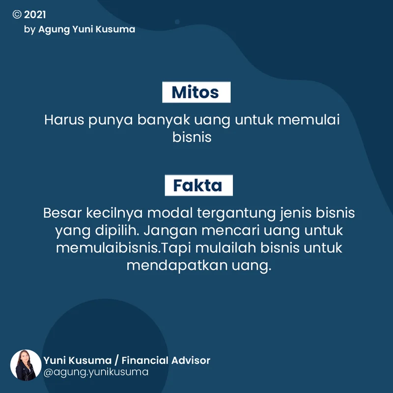 Desain feed Instagram Agung Yunikusuma tentang mitos dan fakta bisnis karya Creativism