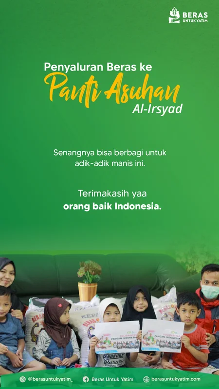 Dokumentasi penyaluran beras kepada anak yatim oleh Beras untuk Yatim