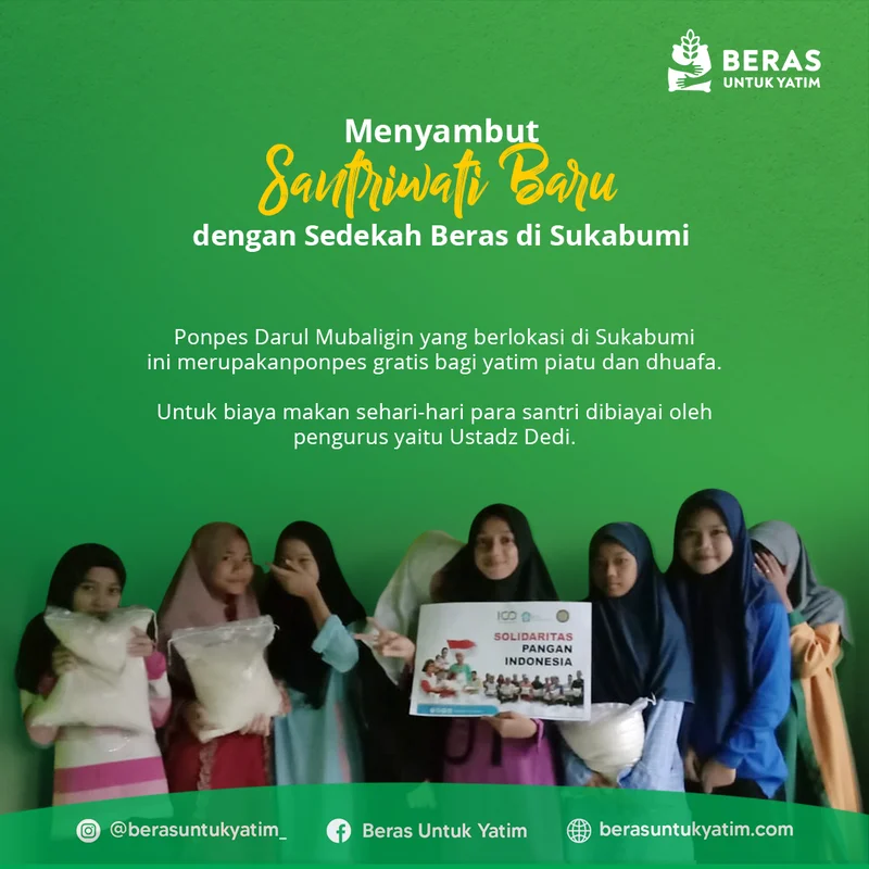 Santri baru penerima manfaat program Beras untuk Yatim