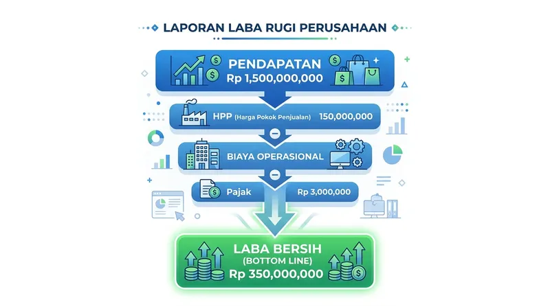 Ilustrasi bottom line dalam laporan keuangan perusahaan