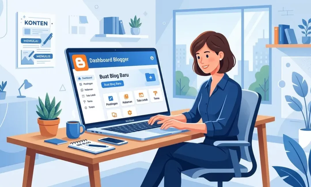 Ilustrasi cara membuat blogger untuk pemula dengan dashboard Blogger