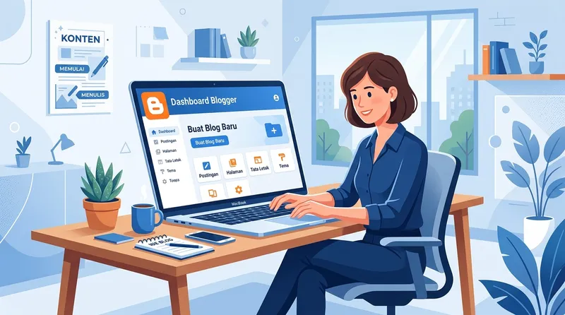 Ilustrasi cara membuat blogger untuk pemula dengan dashboard Blogger