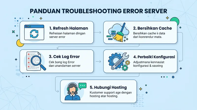 Panduan langkah troubleshooting server error: refresh, cache, log, konfigurasi, hosting