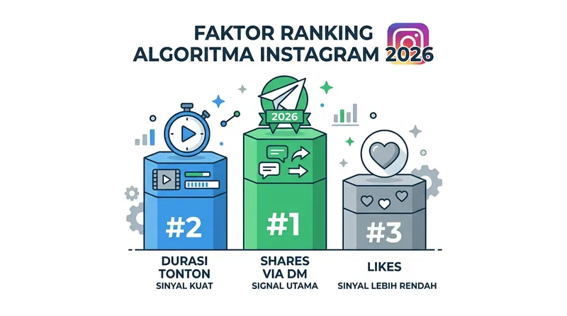 Faktor ranking algoritma Instagram 2026 dengan DM shares sebagai sinyal utama