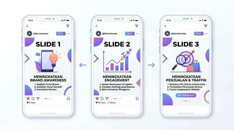 Carousel adalah format konten multi-slide di Instagram yang meningkatkan engagement