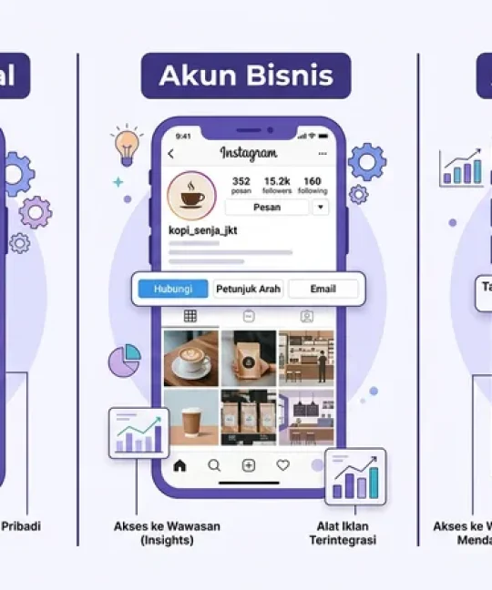 Perbandingan tiga jenis akun Instagram: personal, bisnis, dan kreator