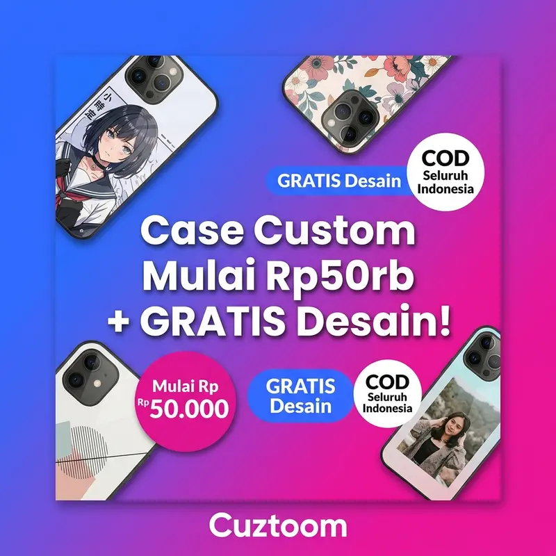 Konten promo Cuztoom custom case mulai Rp50rb dengan desain gratis