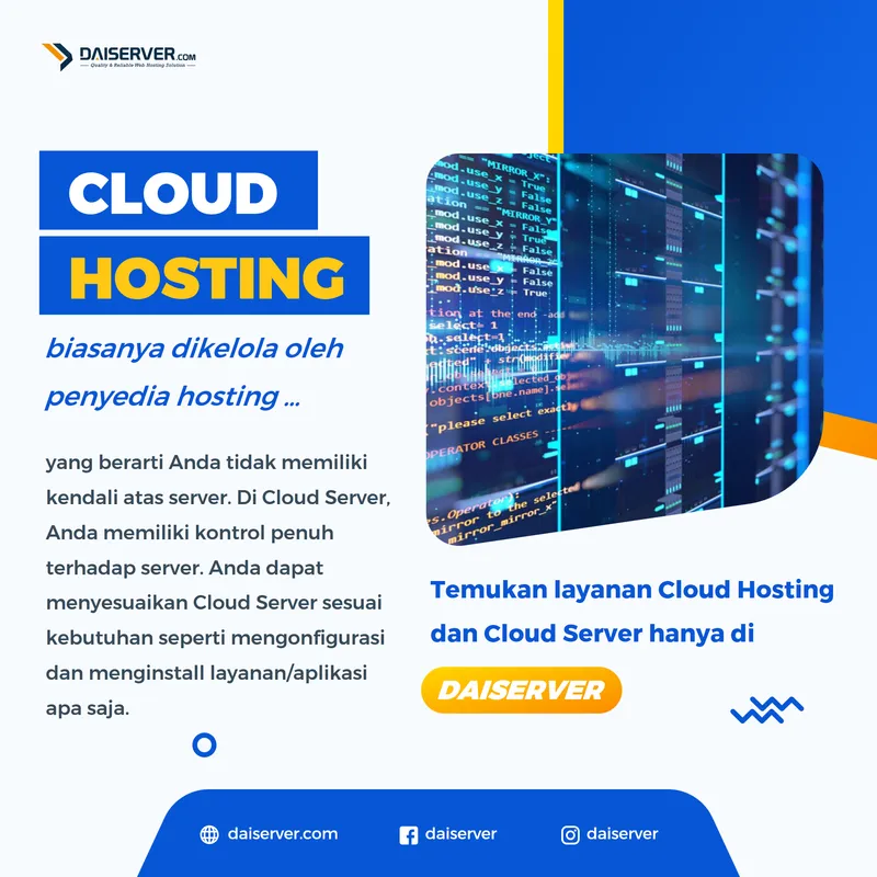 Desain promosi cloud hosting Daiserver untuk social media