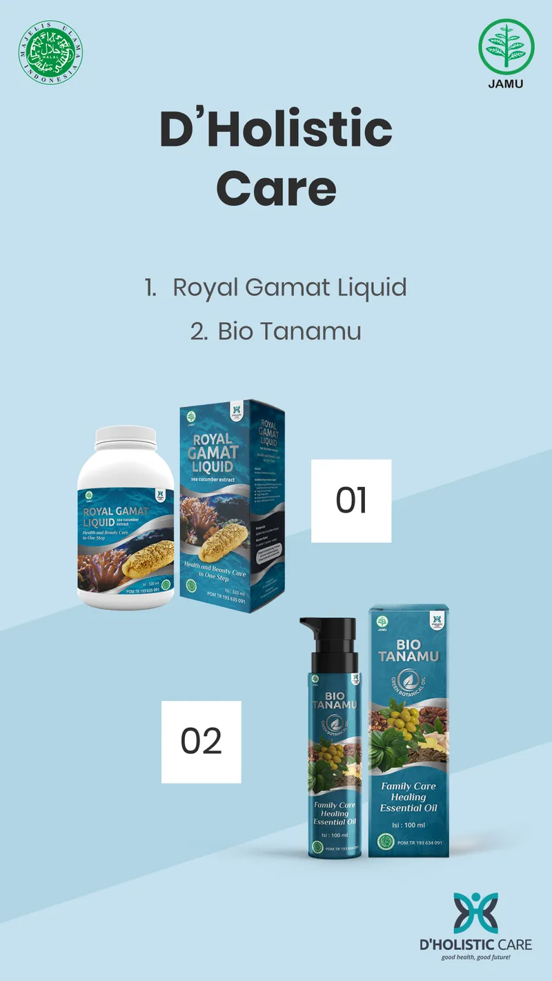 Desain Instagram Story produk herbal D'Holistic Care Bio Tanamu dan Royal Gamat