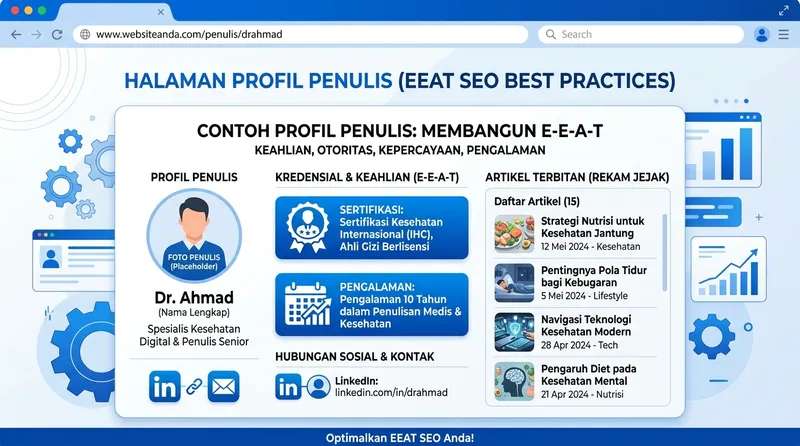 Contoh halaman profil penulis dengan best practice EEAT