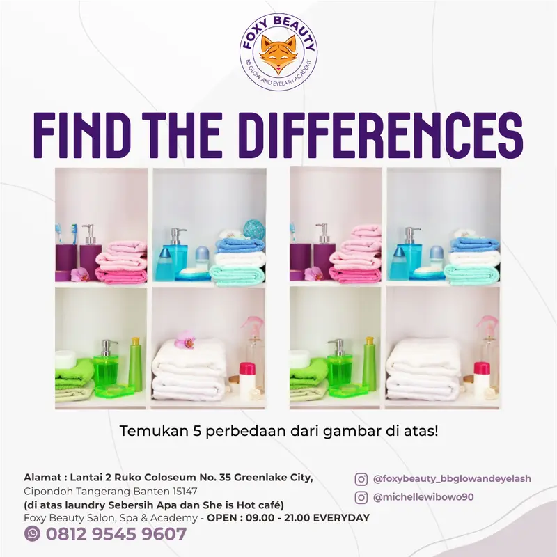 Konten interaktif find the differences Foxy Beauty Instagram
