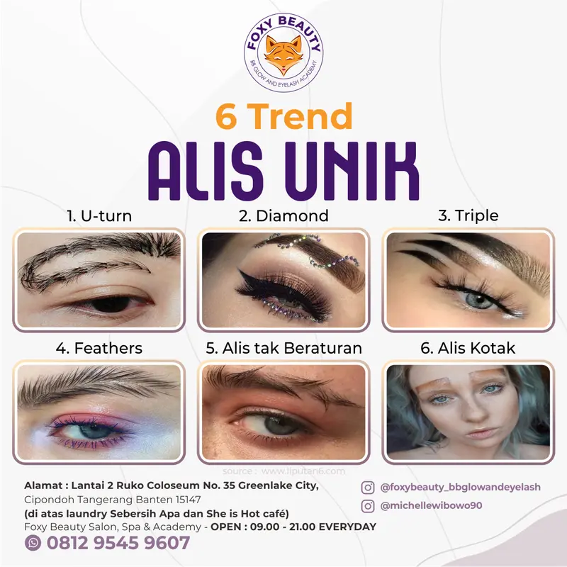 Konten Instagram trend alis unik Foxy Beauty oleh Creativism