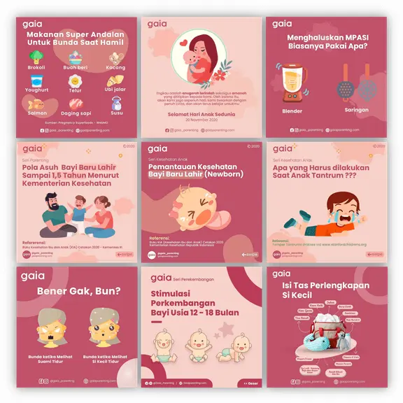 Desain feed Instagram Gaia Parenting oleh Creativism - konten parenting edukatif