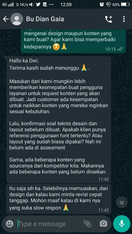 Testimoni klien Gaia Parenting - feedback positif pengelolaan Instagram