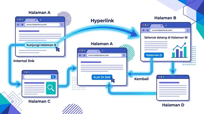 Konsep hyperlink menghubungkan halaman web satu sama lain