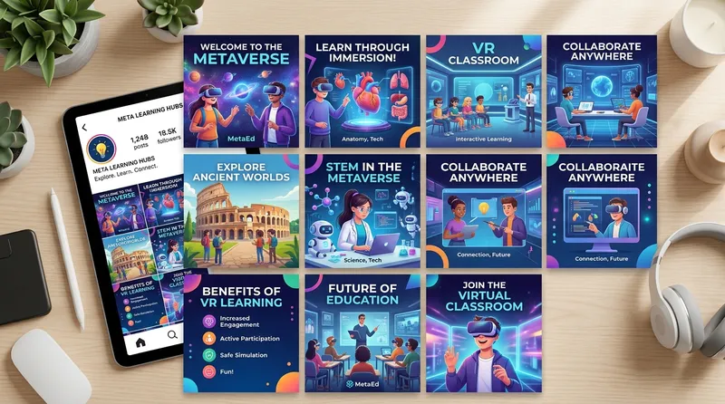 Contoh grid konten Instagram ilmuGo tentang edukasi VR dan Metaverse