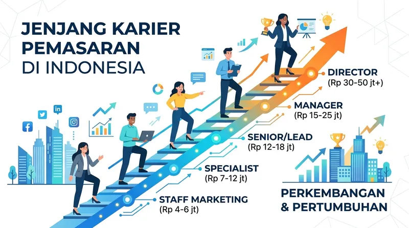 Jenjang karir pemasaran di Indonesia dari staff hingga director dengan kisaran gaji