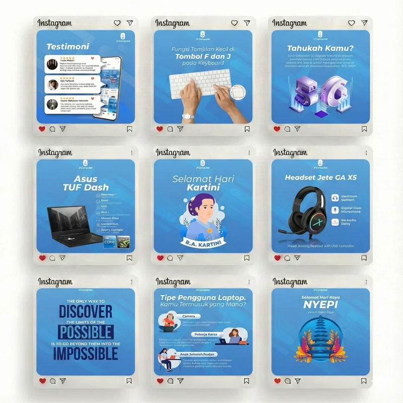 Overview portfolio Instagram JJ Computer yang dikelola Creativism