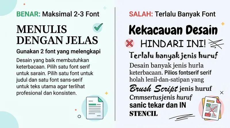 perbandingan tipografi benar dan salah dalam desain grafis