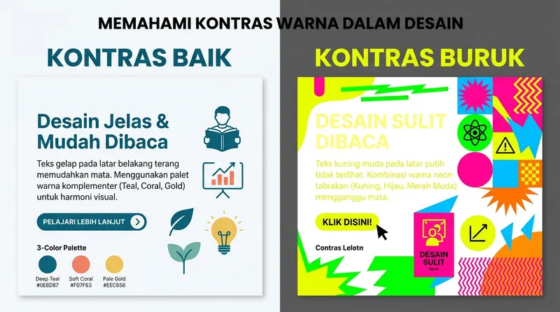 contoh kontras warna yang baik dan buruk dalam desain