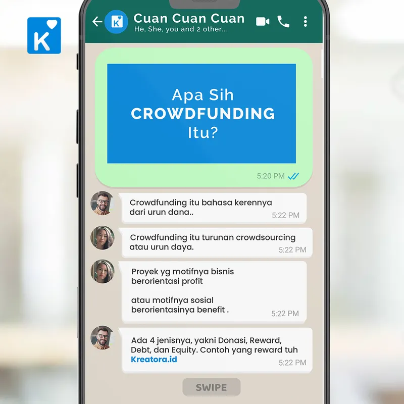Konten edukasi Kreatora menjelaskan apa itu crowdfunding untuk game indie