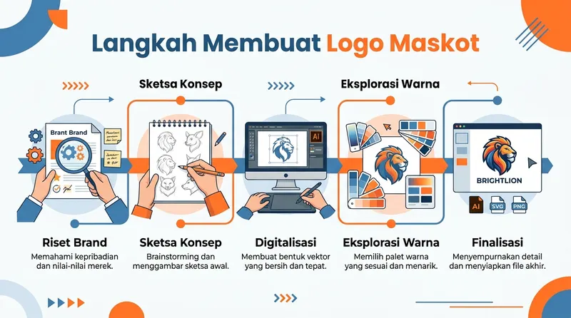 Langkah-langkah membuat logo maskot profesional
