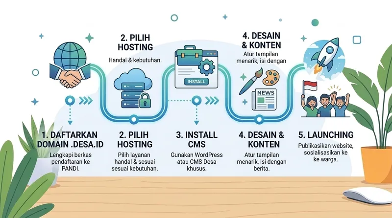 Langkah-langkah membuat website desa dari pendaftaran domain hingga launching