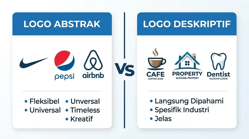 Perbandingan logo abstrak dan logo deskriptif