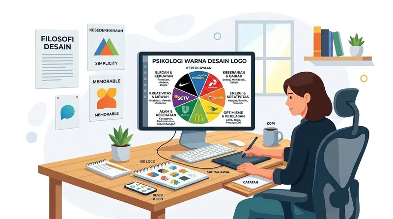 Psikologi warna dalam desain logo - infografis roda warna dan makna