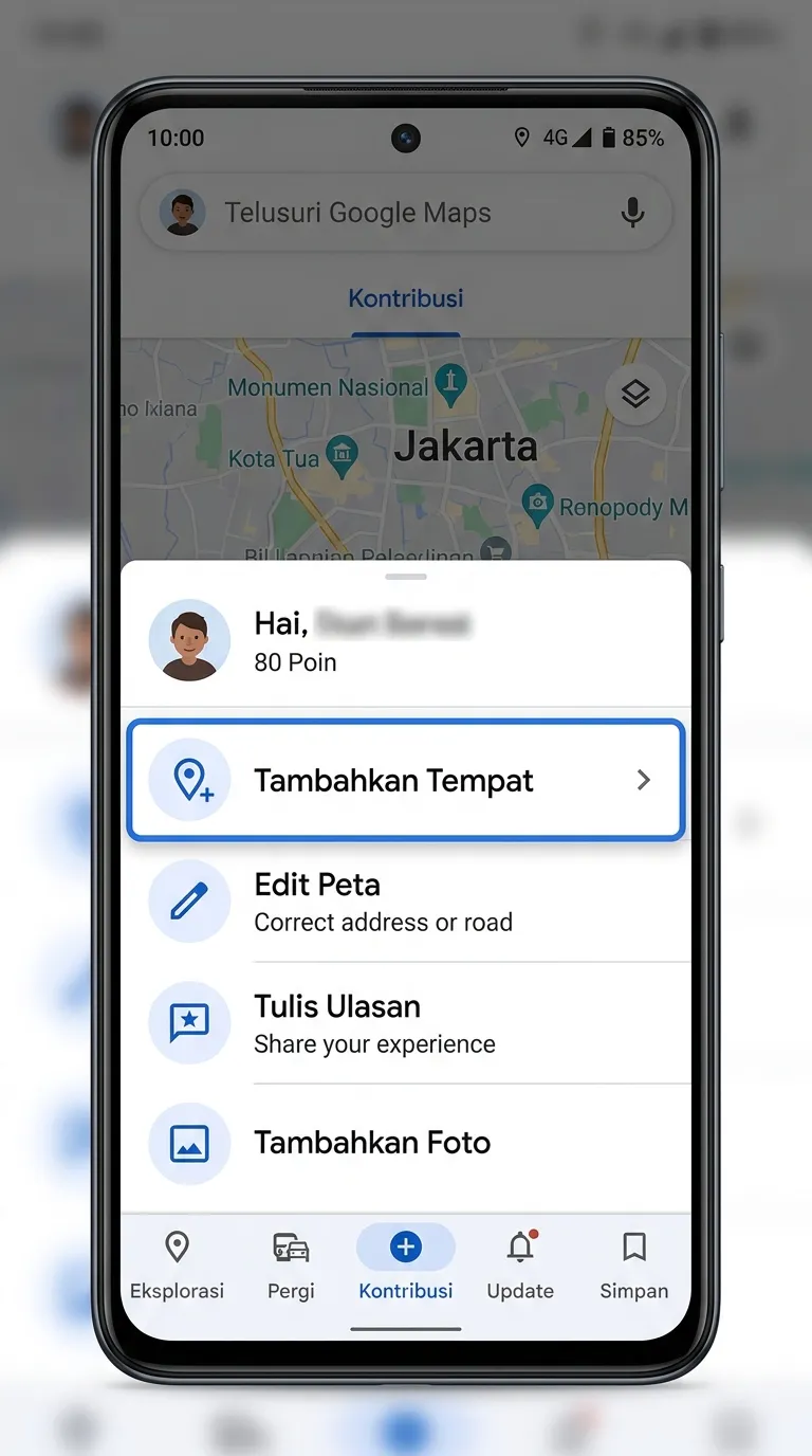 Menu Tambahkan Tempat di Google Maps Android