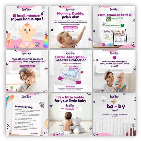 Portfolio jasa kelola Instagram brand popok bayi Lovaboo oleh Creativism