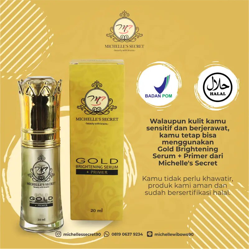 Desain konten Instagram Michelle Secret Gold Brightening Series produk unggulan