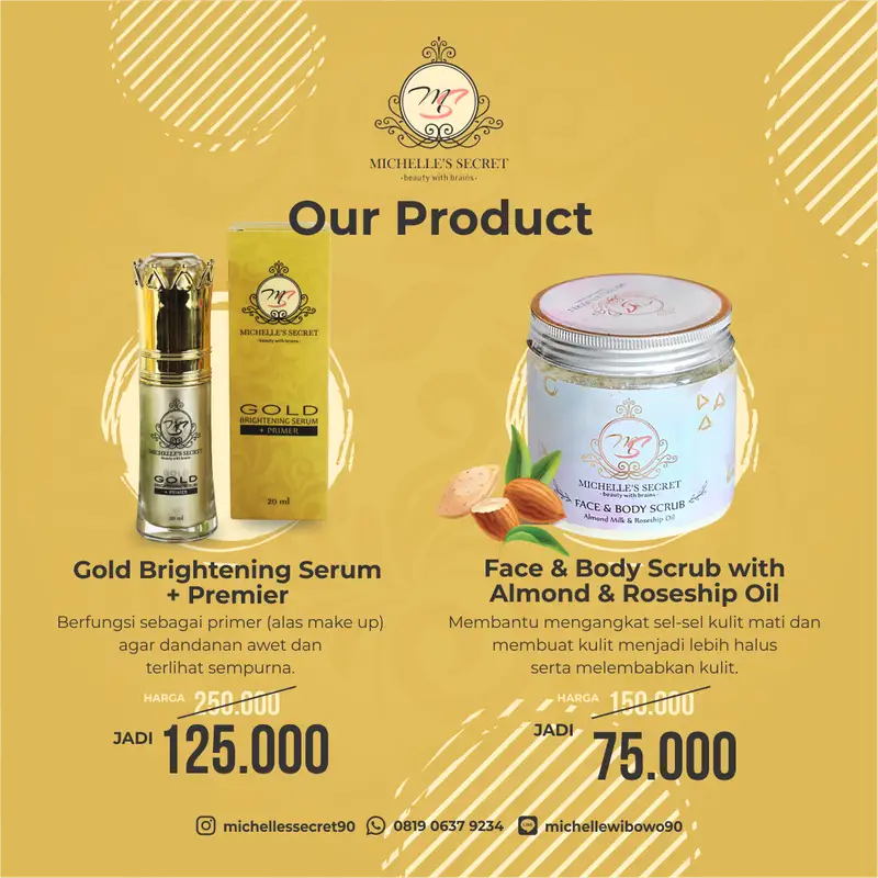 Desain konten Instagram Michelle Secret product showcase rangkaian produk skincare