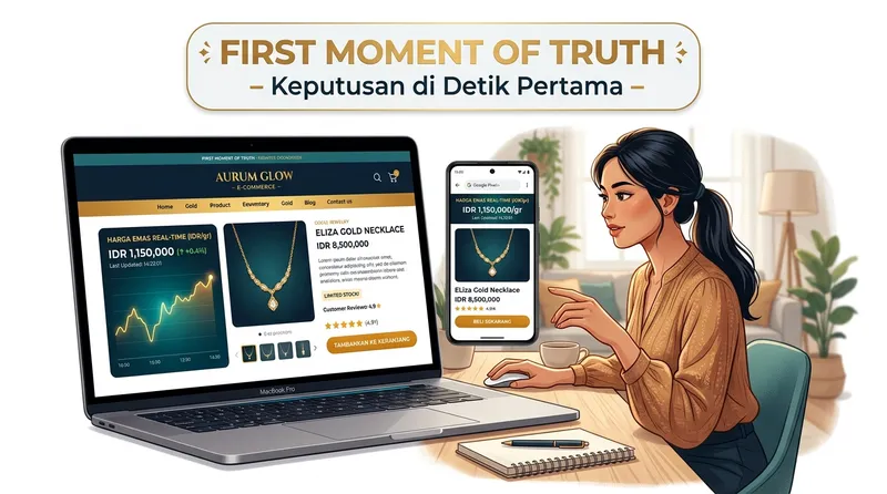 Contoh first moment of truth pada e-commerce toko emas online